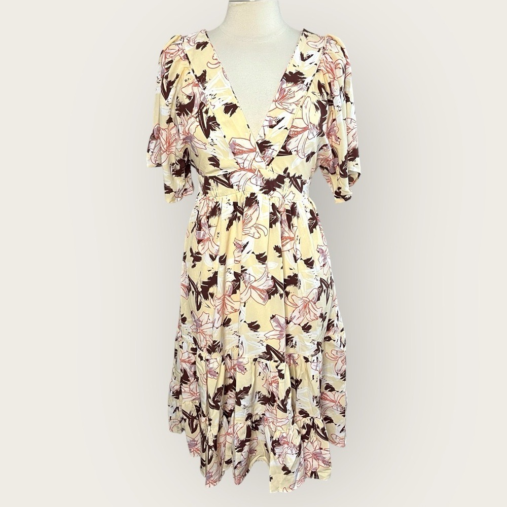 NWT THE CLOTHING CO Boutique Floral Tie Back Fit & Flare Midi Dress, Medium